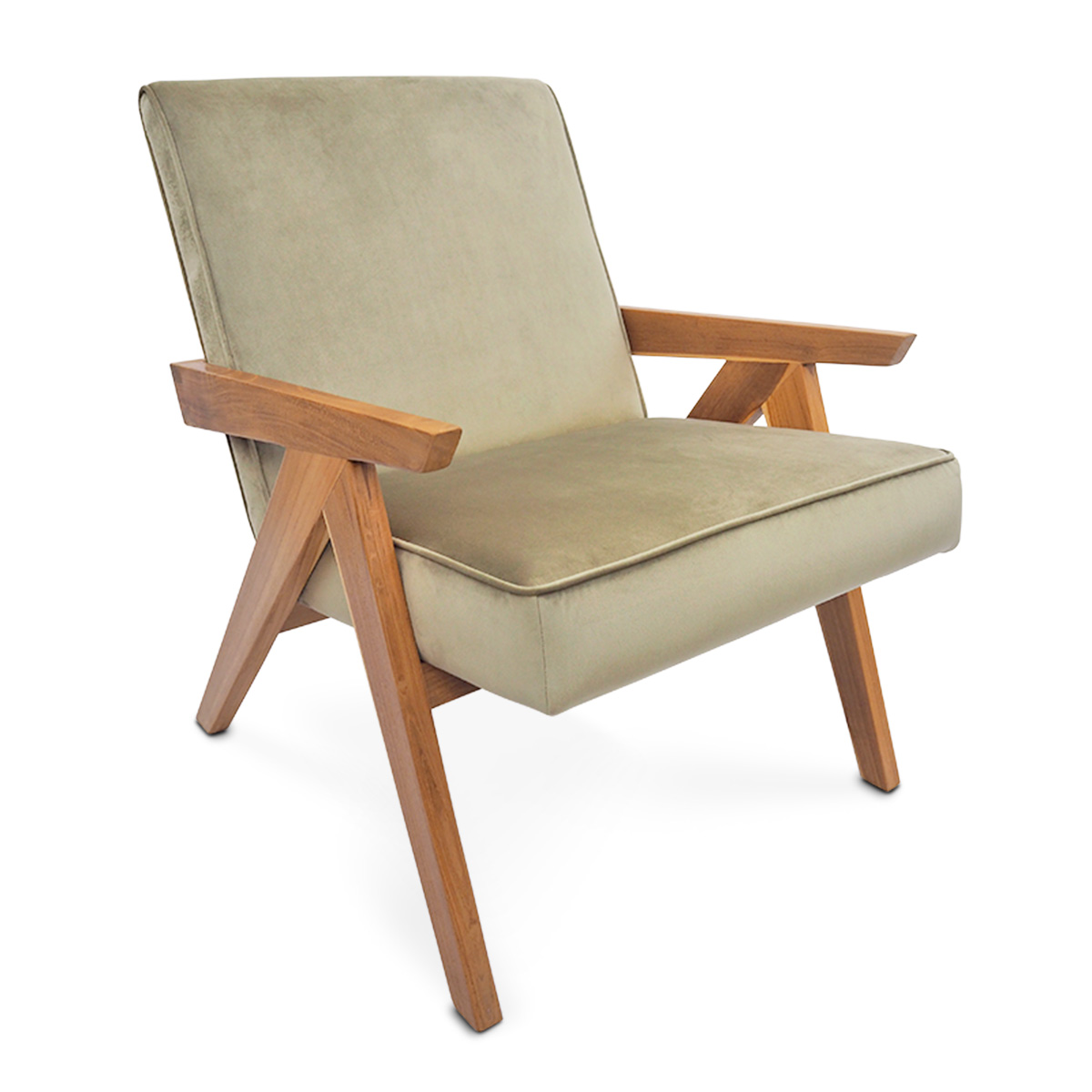 INBALI Komodo | Teak & velvet armchair INBALI Komodo | Teak & velvet armchair