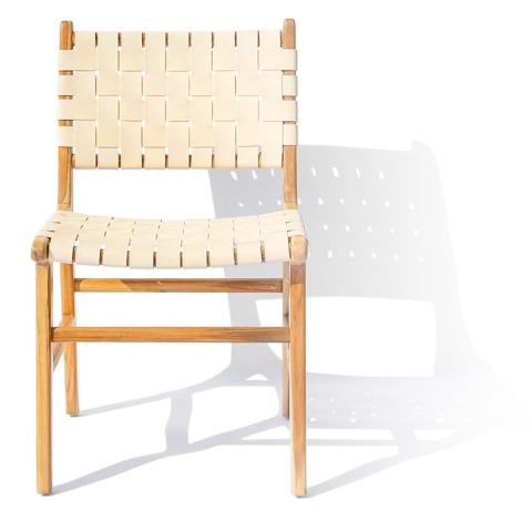 Oath | Teak & leather dining chair | Front view
